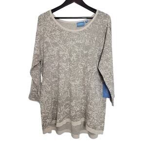 Simply Vera Vera Wang Women's Long Sleeve Sweater XL Top Ivory Metallic NWT